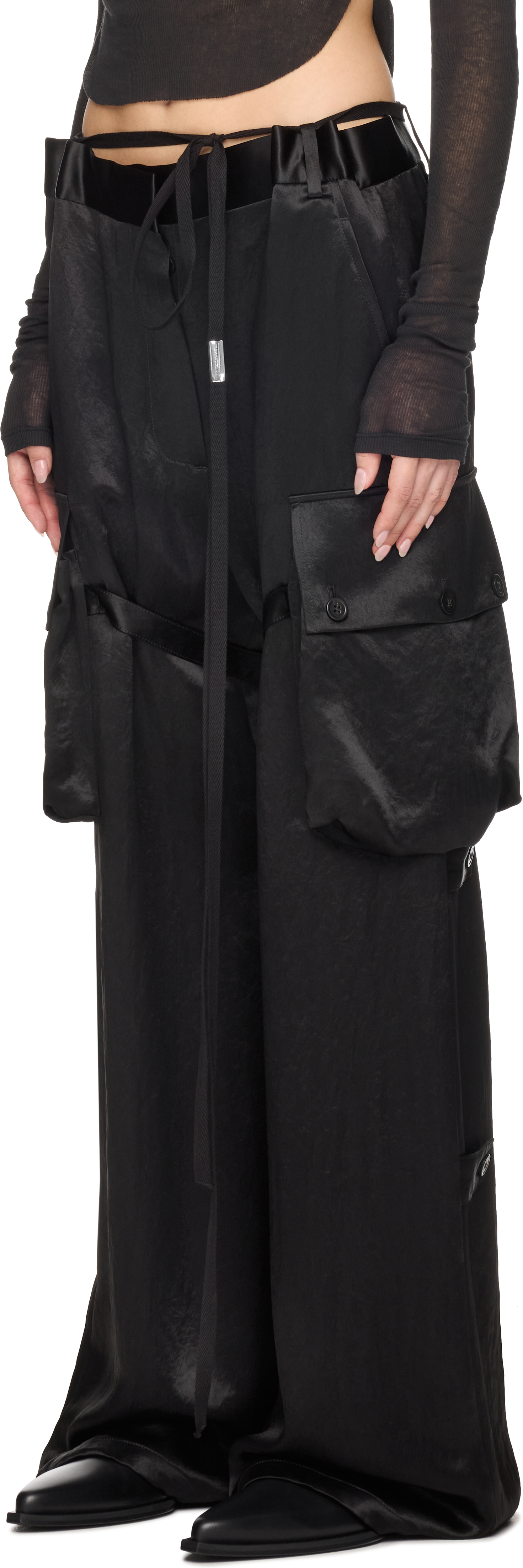 Ann Demeulemeester Lare Satin Cargo Pants