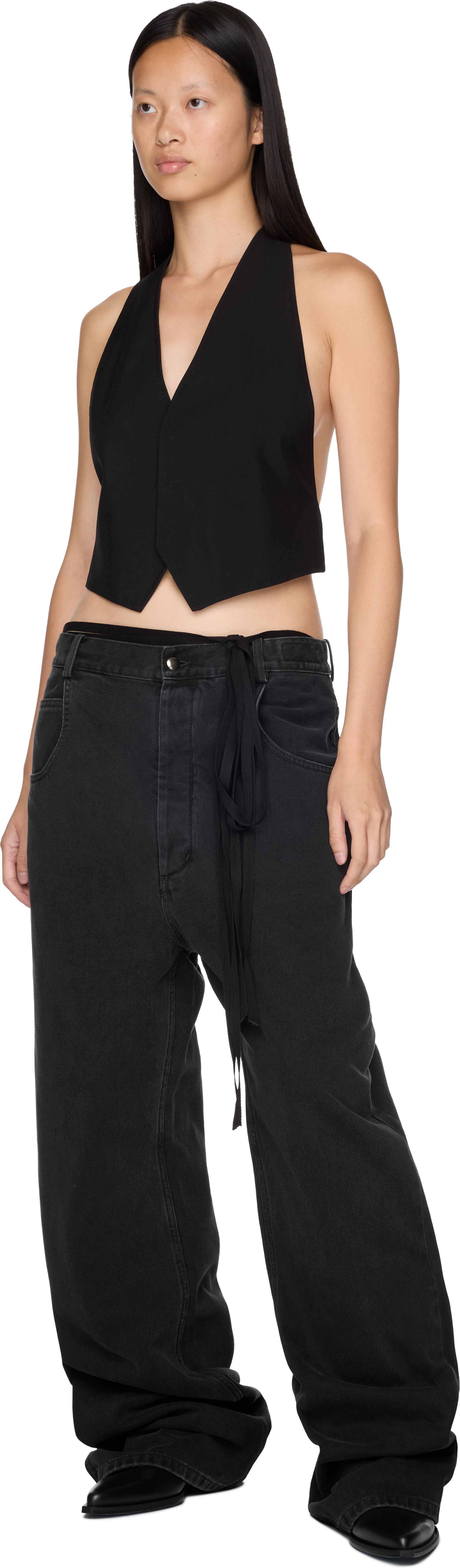 Ann Demeulemeester Monika Micro Open Back Waistcoat Top