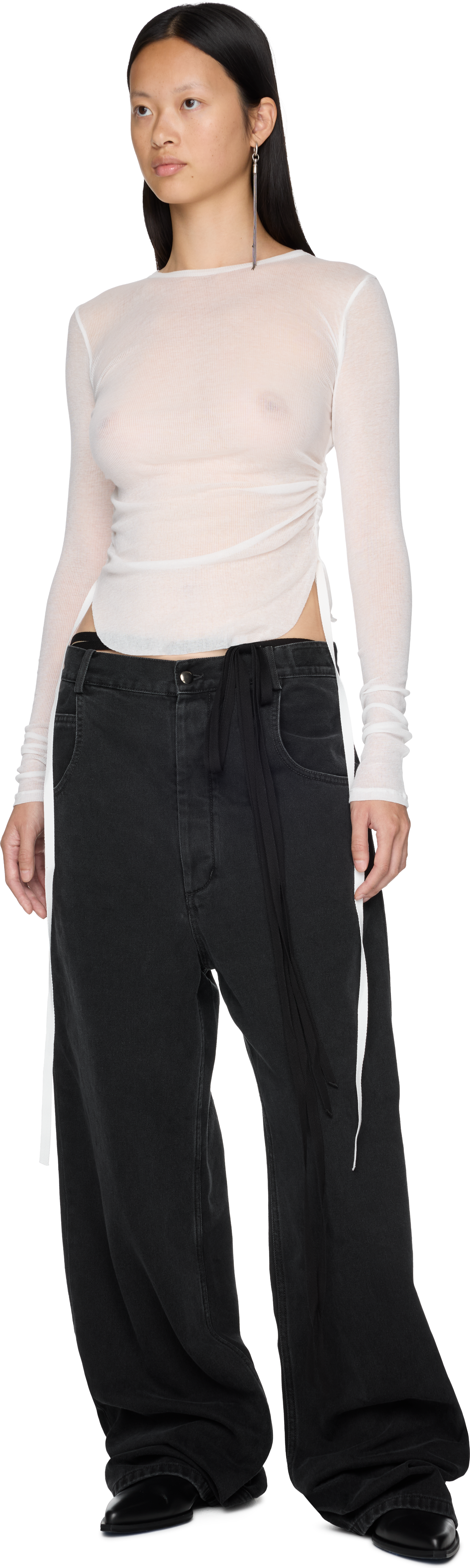 Ann Demeulemeester Oke Long Sleeve Cropped Top