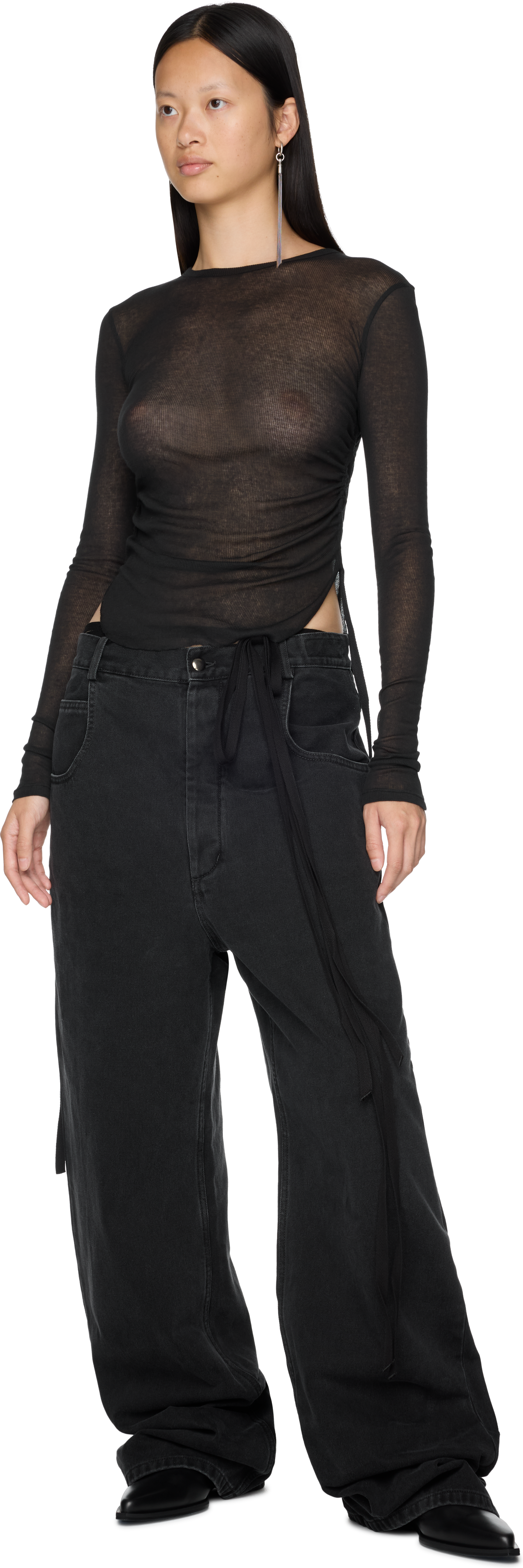Ann Demeulemeester Oke Long Sleeve Cropped Top