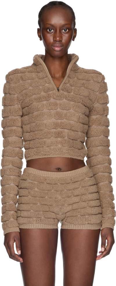 Isa Boulder Brick Cropped Sweater Top