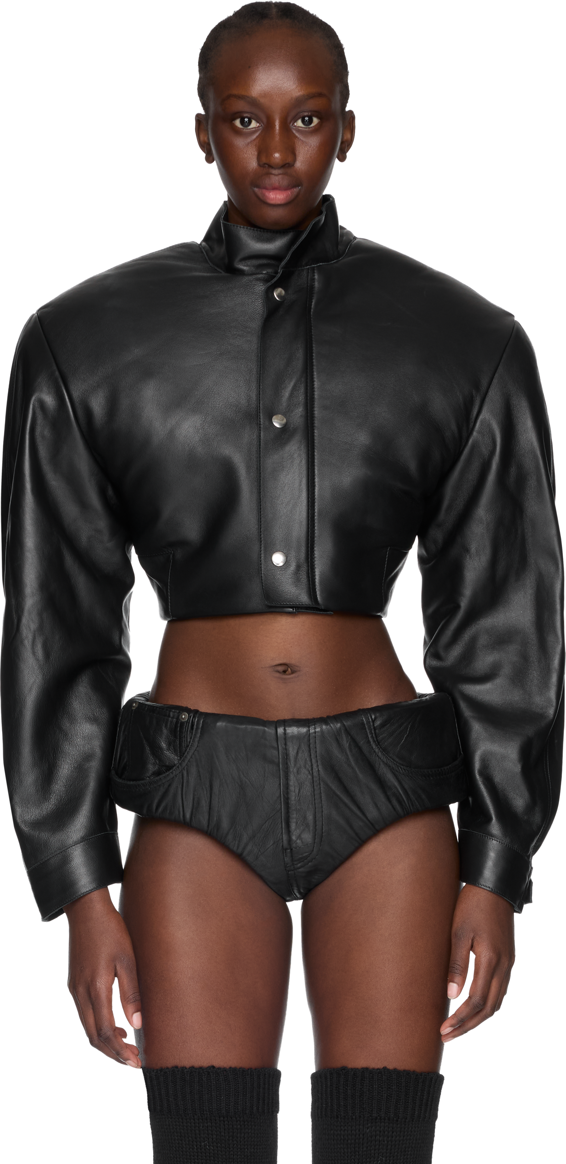 Duran Lantink Leather Cropped Shoulder Jacket