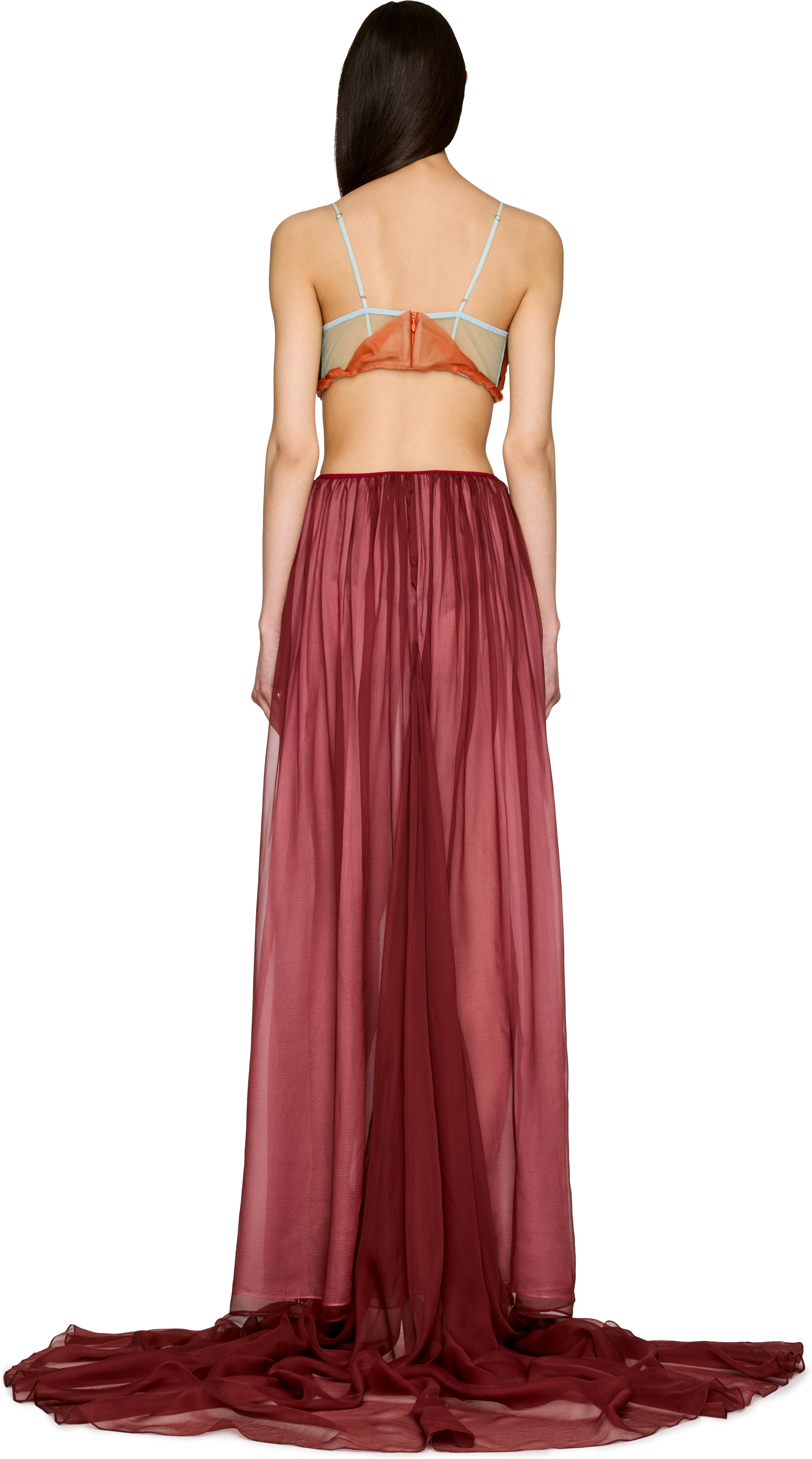 Nensi Dojaka Dahlia Semi-Sheer Flower Petal Gown