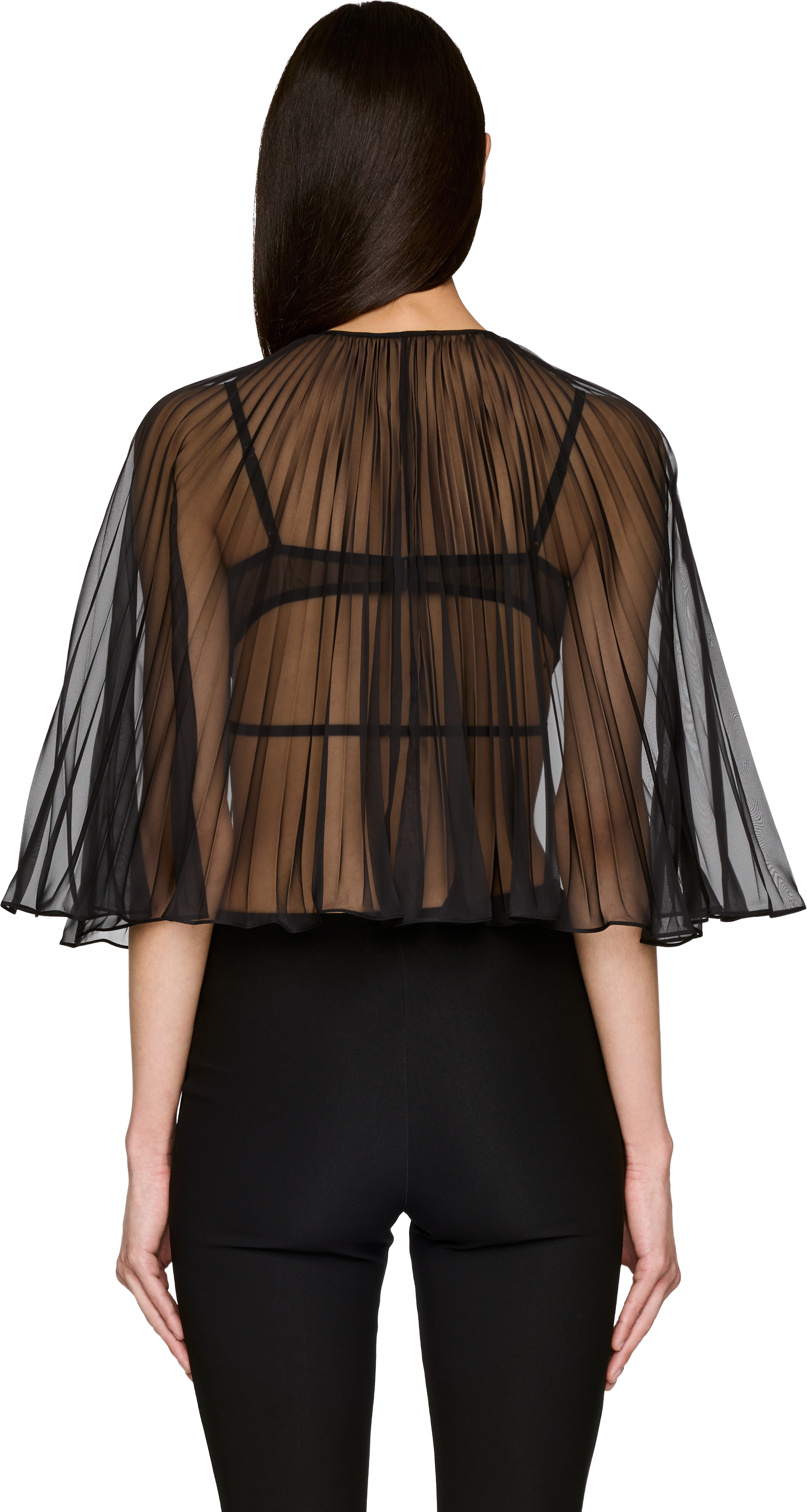 Nensi Dojaka Mercy Semi-Sheer Pleated Cape
