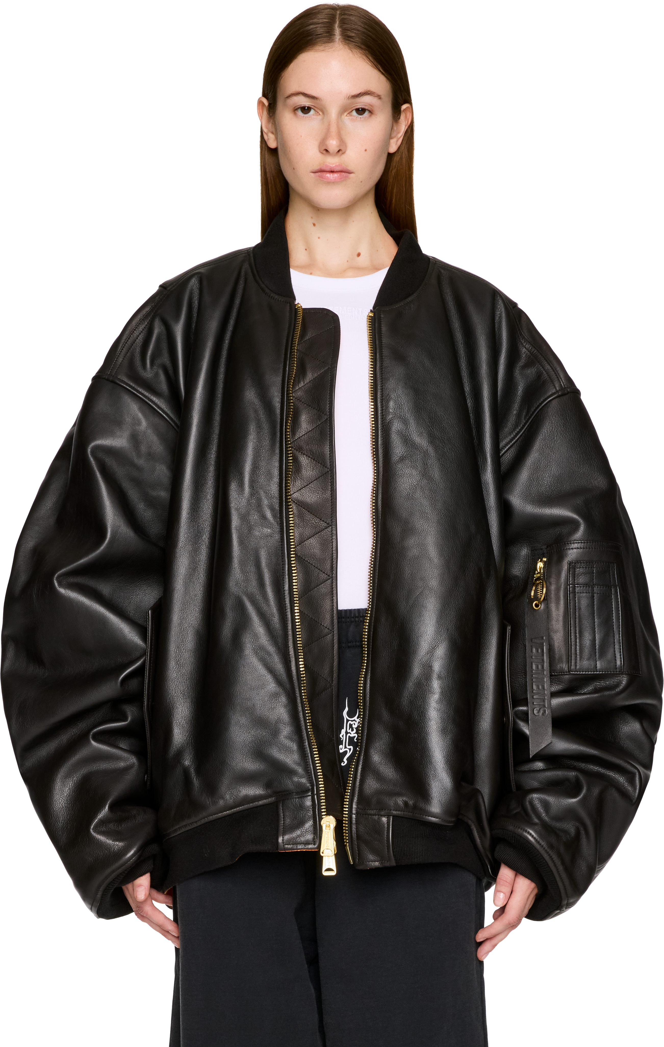 VETEMENTS Leather Bomber Jacket