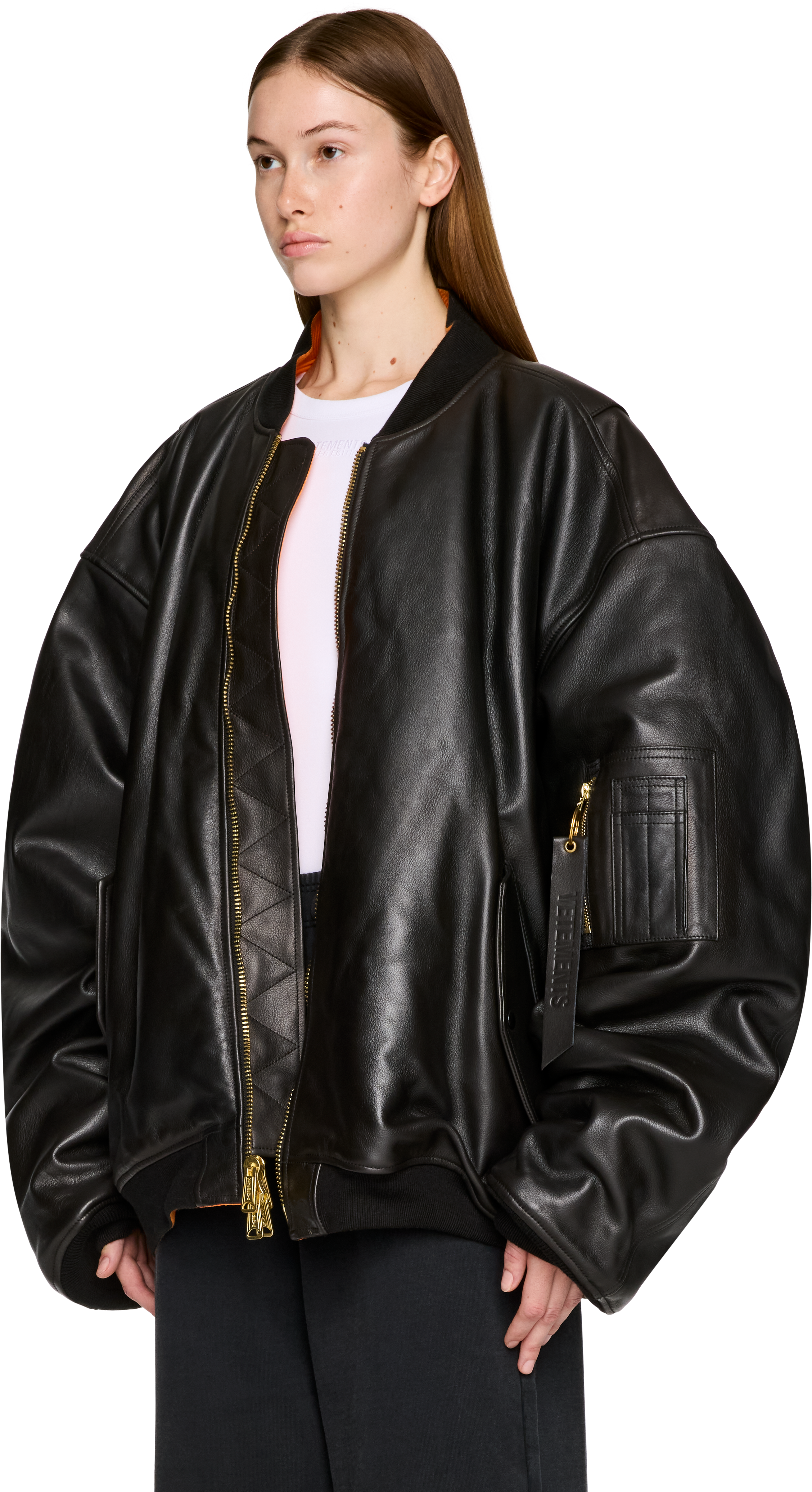 VETEMENTS Leather Bomber Jacket