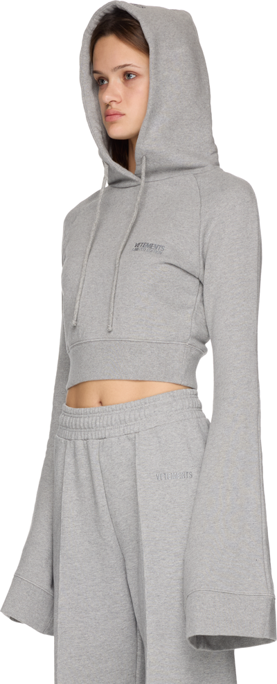 VETEMENTS Flared Sleeve Cropped Hoodie Top