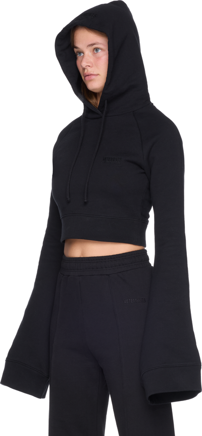 VETEMENTS Flared Sleeve Cropped Hoodie Top