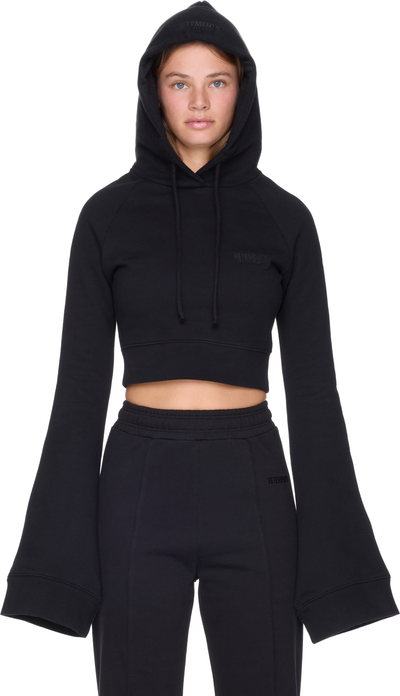 VETEMENTS Flared Sleeve Cropped Hoodie Top