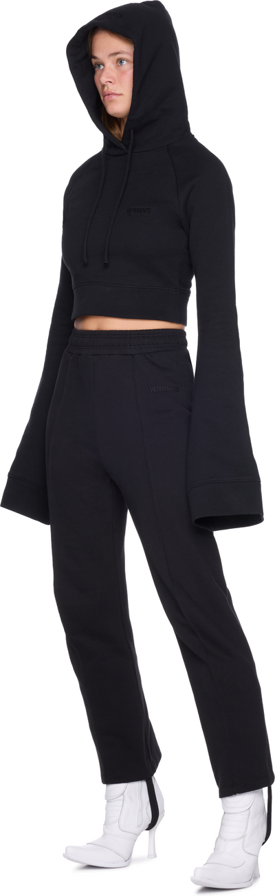 VETEMENTS Flared Sleeve Cropped Hoodie Top