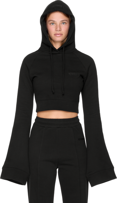 VETEMENTS Flared Sleeve Cropped Hoodie Top