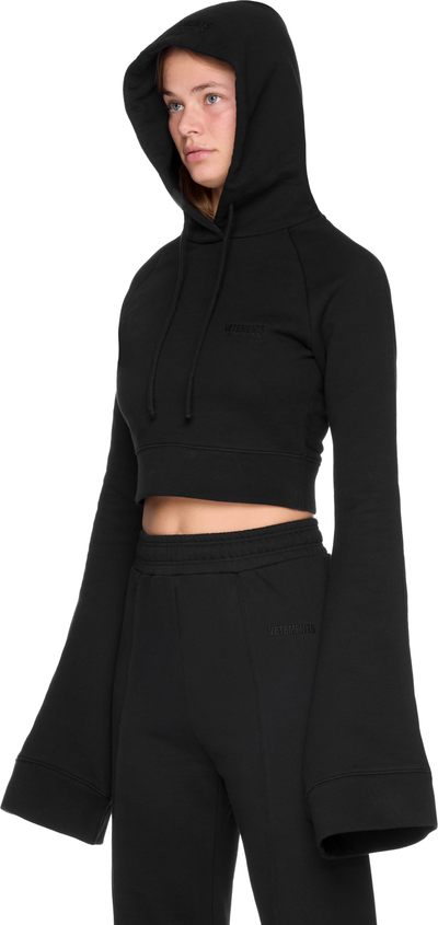 VETEMENTS Flared Sleeve Cropped Hoodie Top