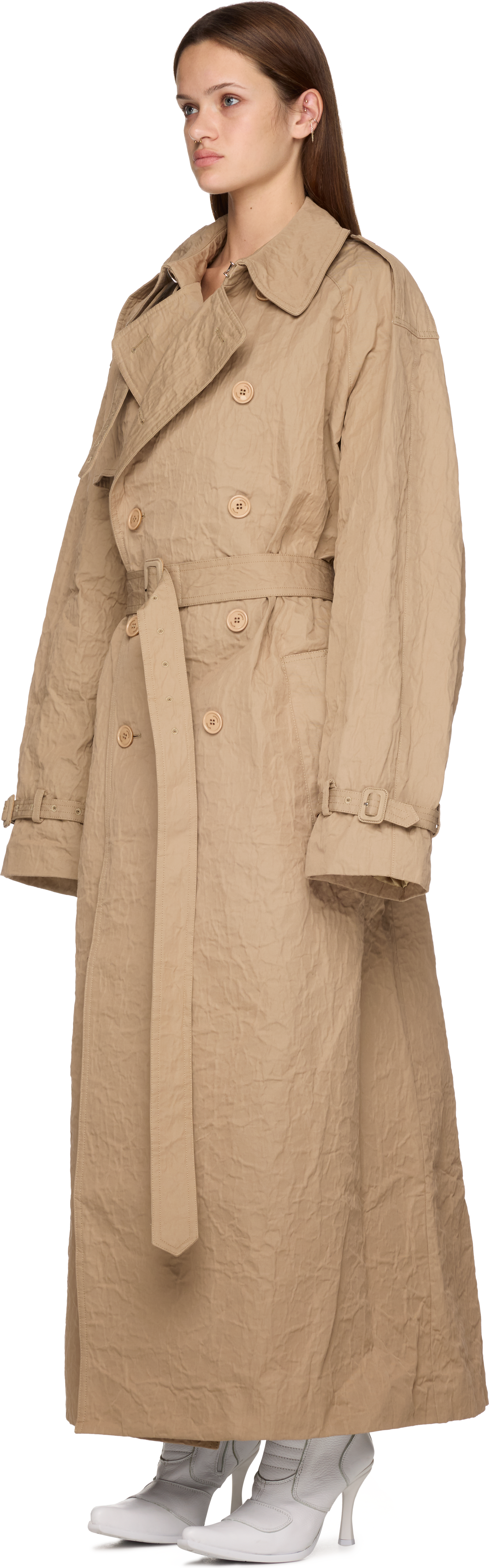 VETEMENTS Metalized Wrinkled Trench Coat