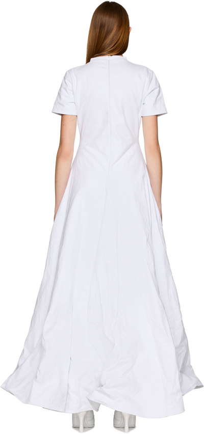 VETEMENTS Logo Embroidered Metalized Wrinkled T-Shirt Dress