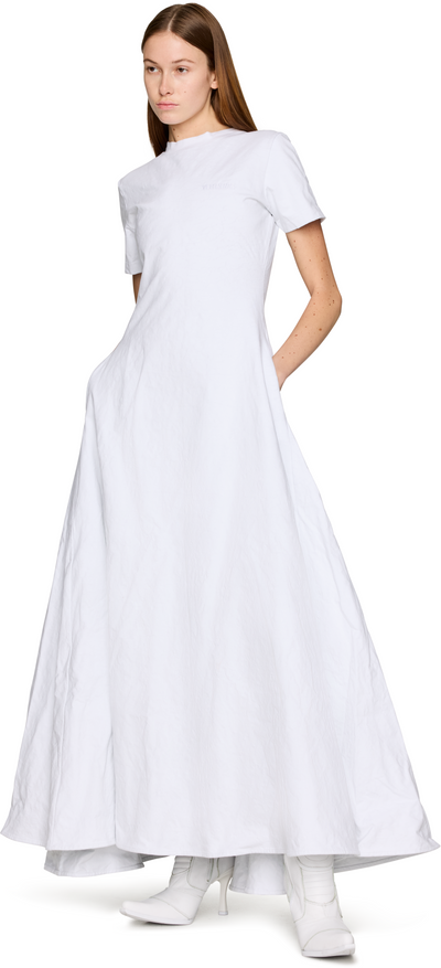 VETEMENTS Logo Embroidered Metalized Wrinkled T-Shirt Dress