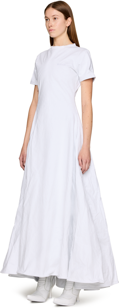 VETEMENTS Logo Embroidered Metalized Wrinkled T-Shirt Dress