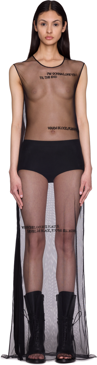 Ann Demeulemeester Seda Sleeveless "Till The End" Tulle Maxi Dress