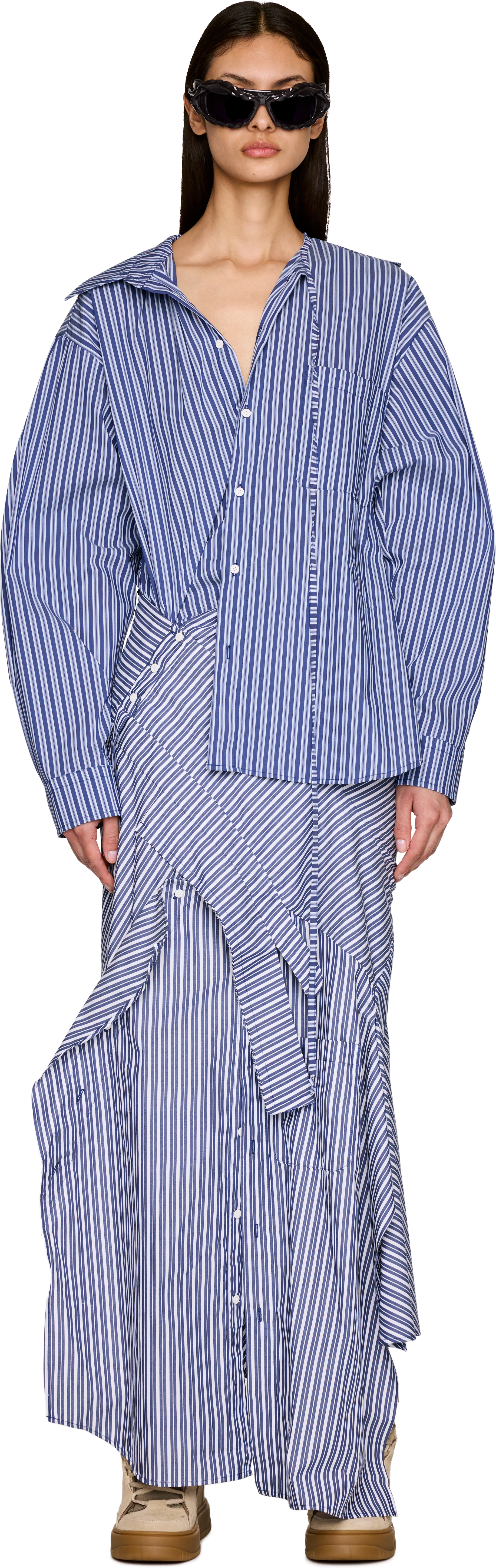 Picture of Striped Deconstructed Shirting Maxi Dress