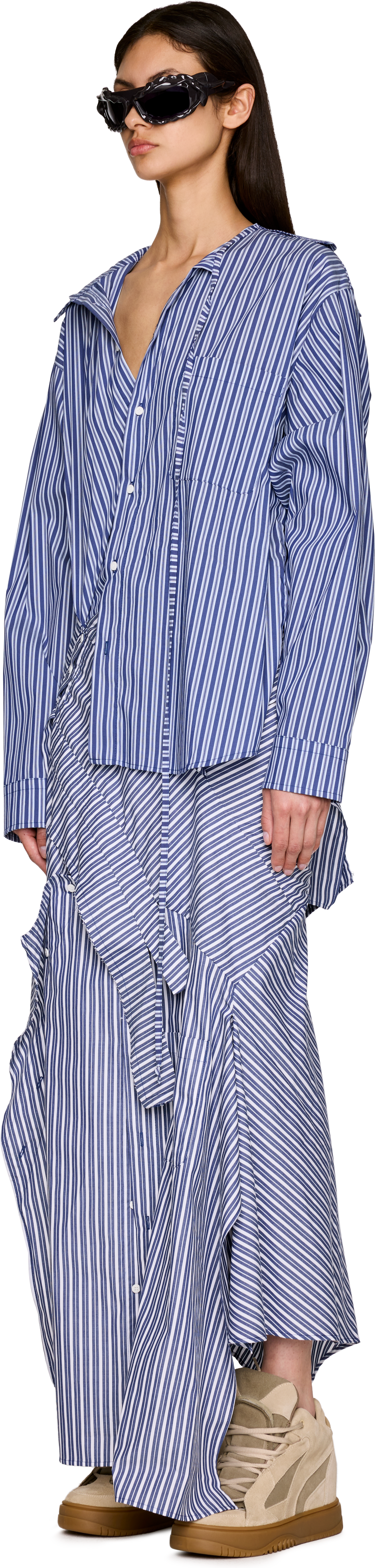 Ottolinger Striped Deconstructed Shirting Maxi Dress