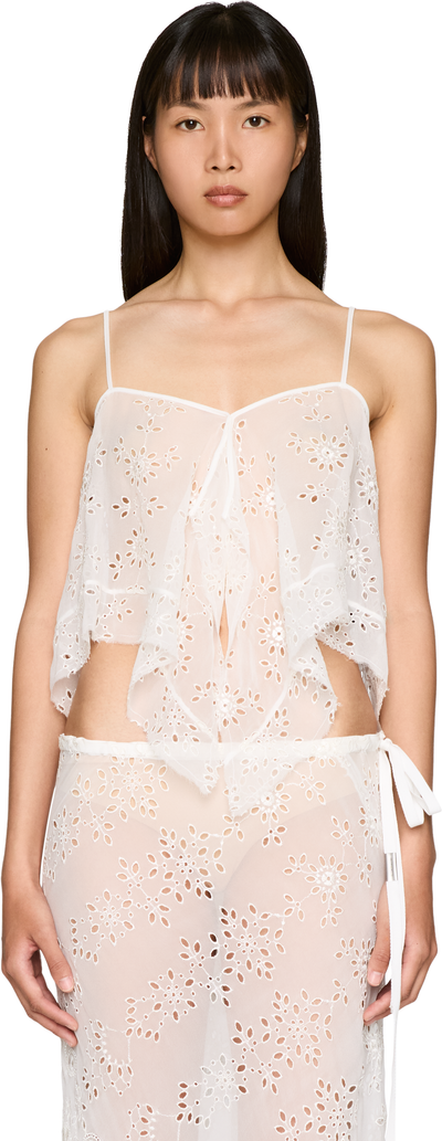 Ann Demeulemeester Bria Draped Embroidered Micro Top