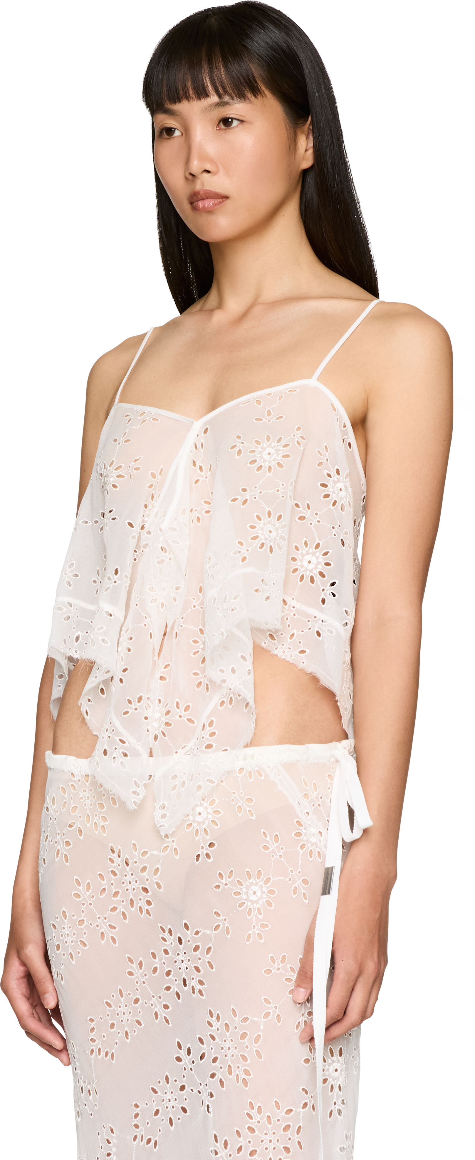 Ann Demeulemeester Bria Draped Embroidered Micro Top