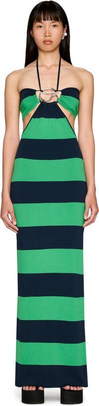 Picture of Knitted Striped Halter Maxi Dress