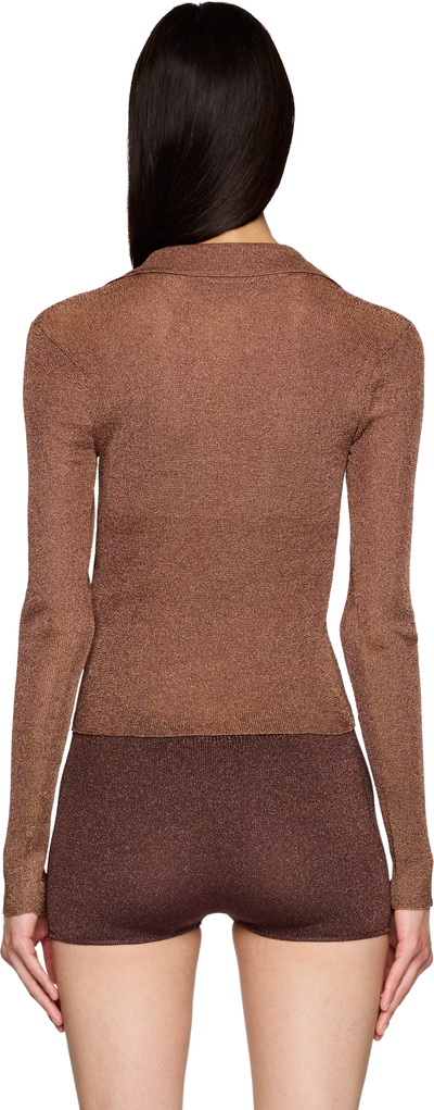 Isa Boulder Metallic Long Sleeve Polo Top