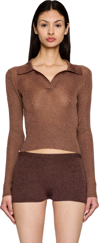 Picture of Metallic Long Sleeve Polo Top