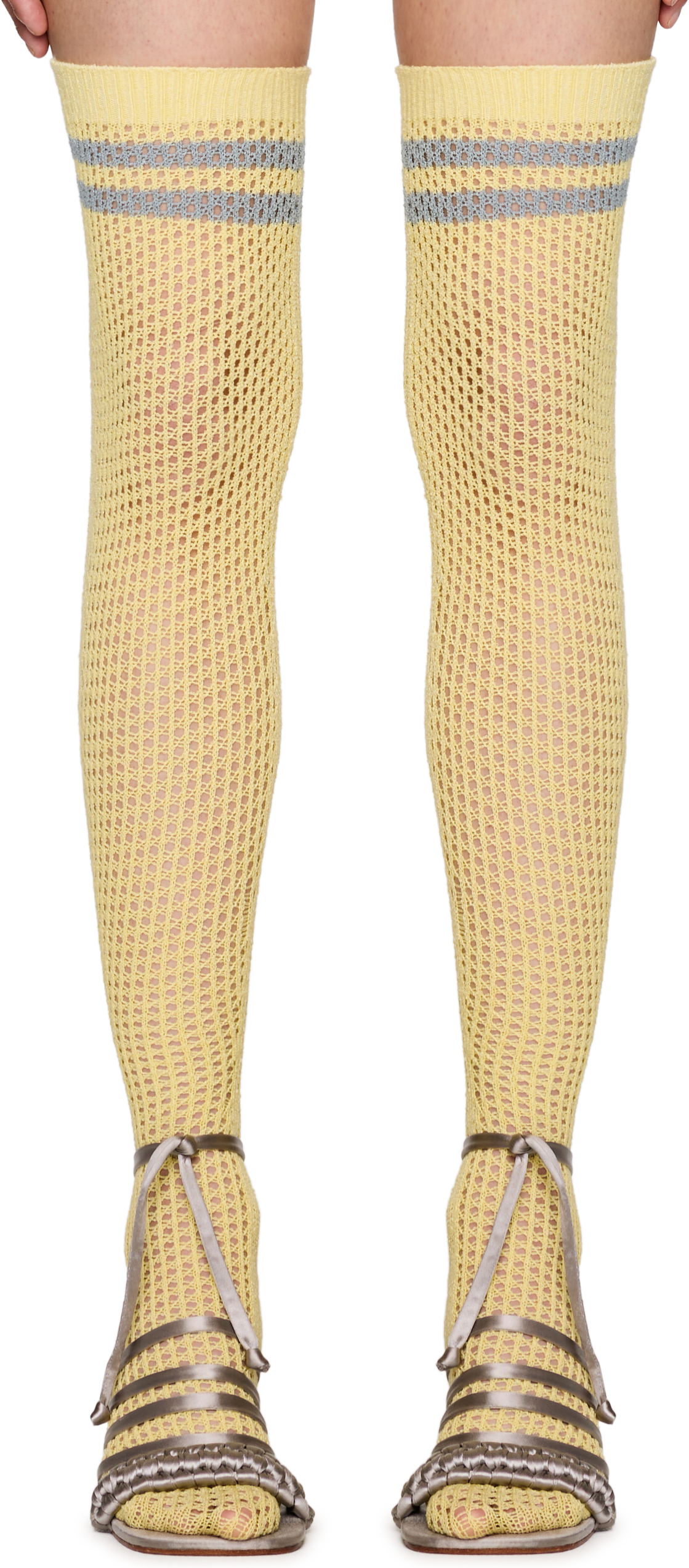 Isa Boulder High Knee Striped Crochet Socks