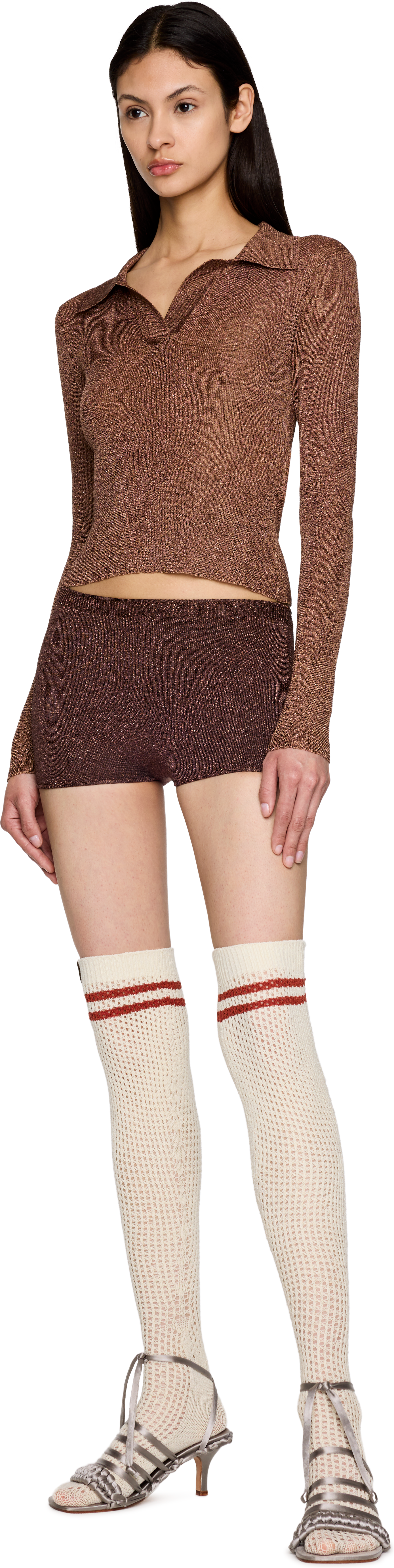 Isa Boulder High Knee Striped Crochet Socks