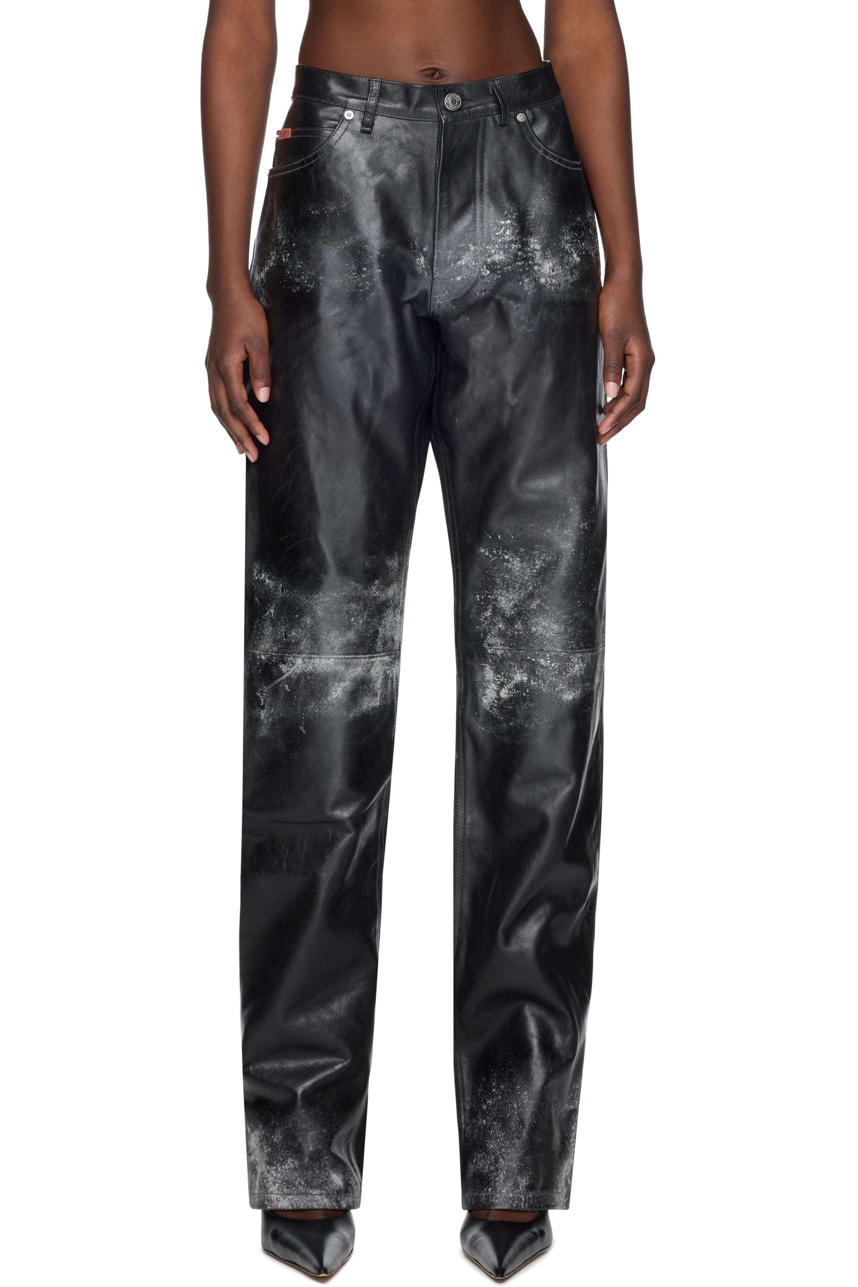 Picture of Open Fly Leather Jeans