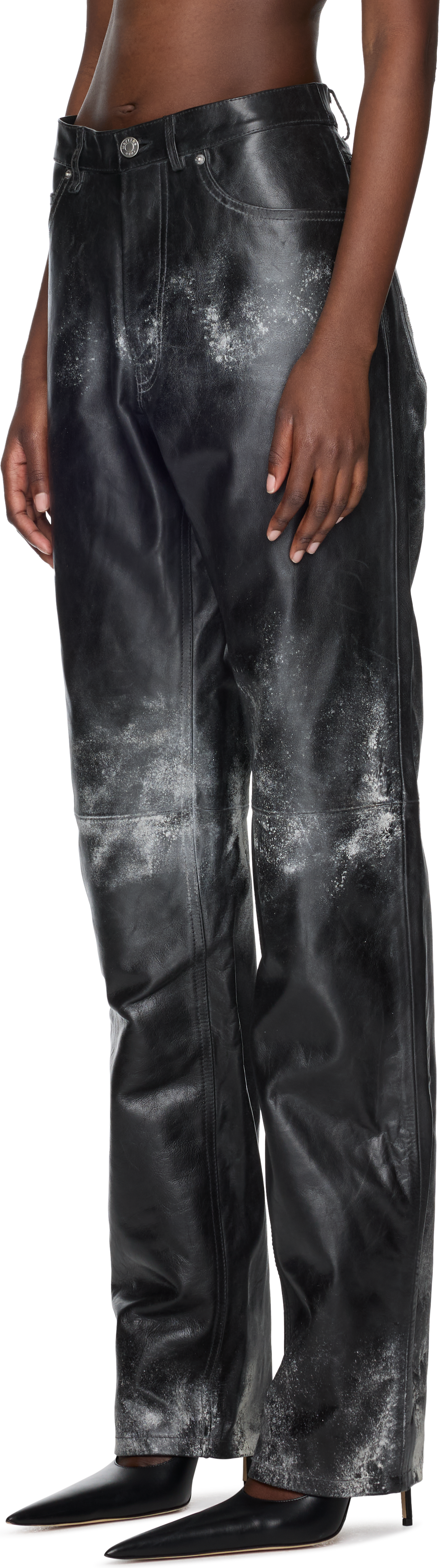 Martine Rose Open Fly Leather Jeans