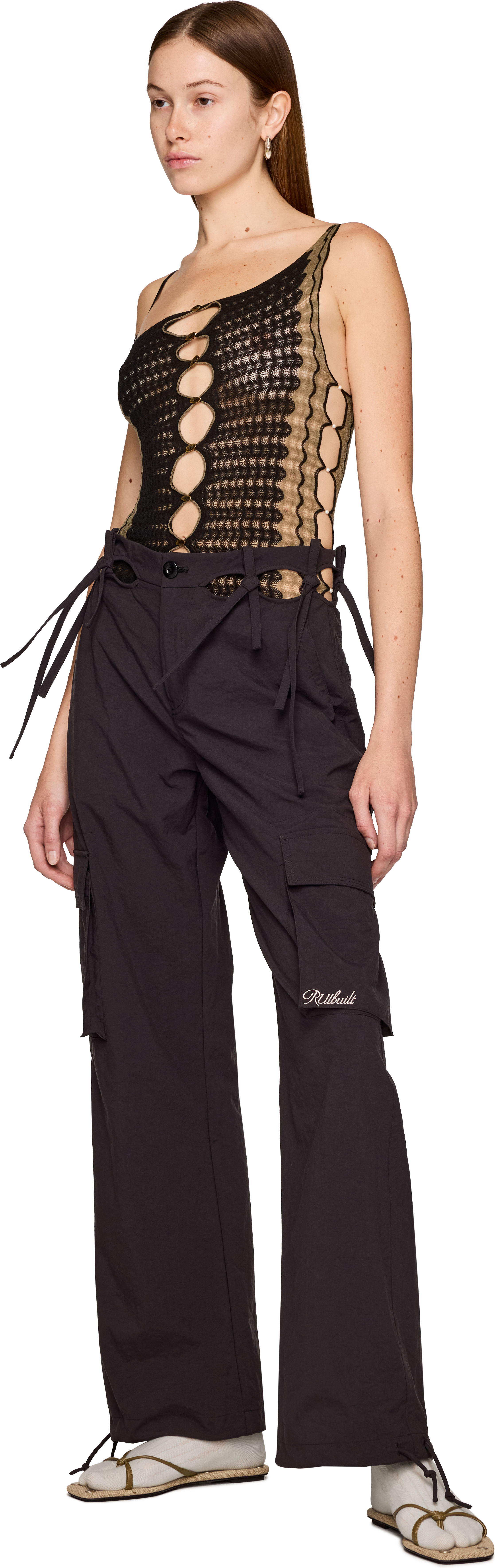 Rui Embroidery Cutout Cargo Pants