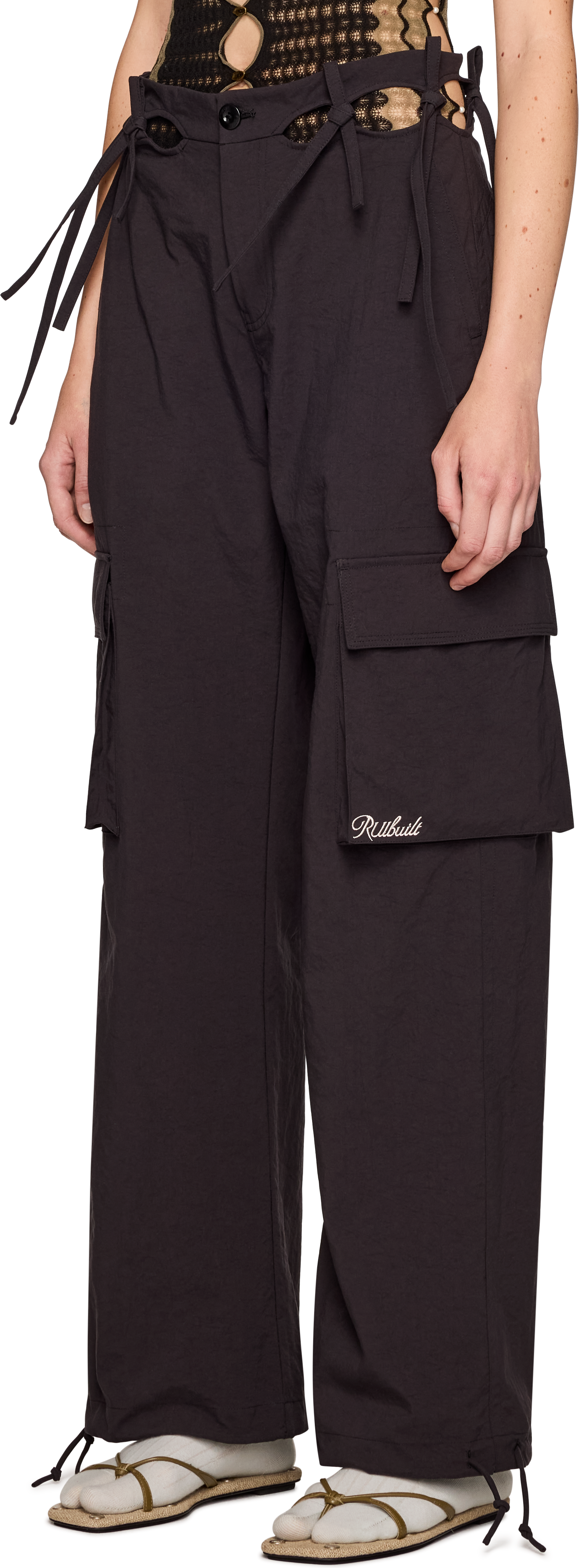 Rui Embroidery Cutout Cargo Pants