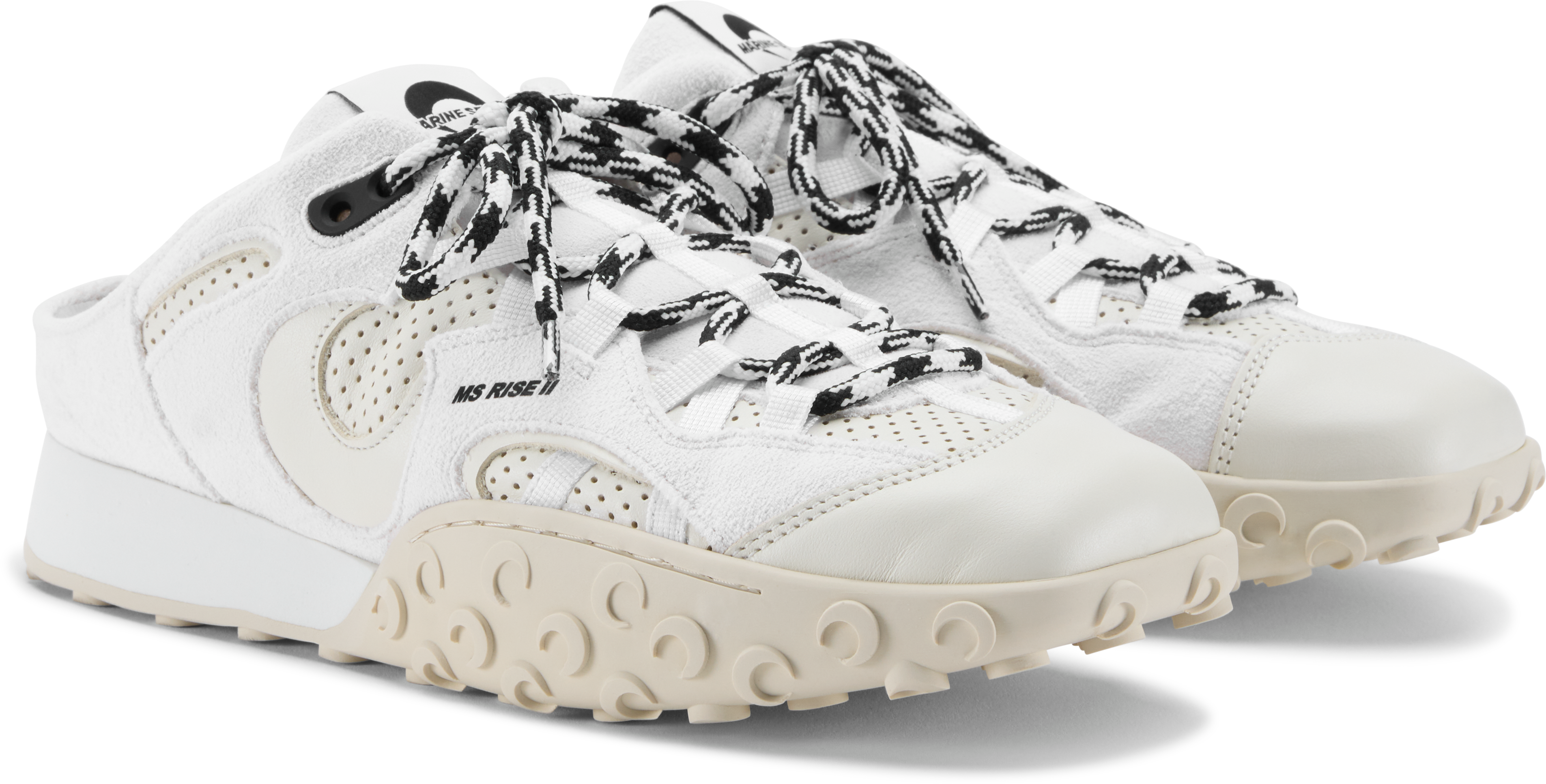 Marine Serre Suede Leather MS Rise Tyko Mules