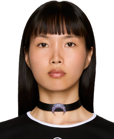Marine Serre Lizard Embossed Moon Charm Choker