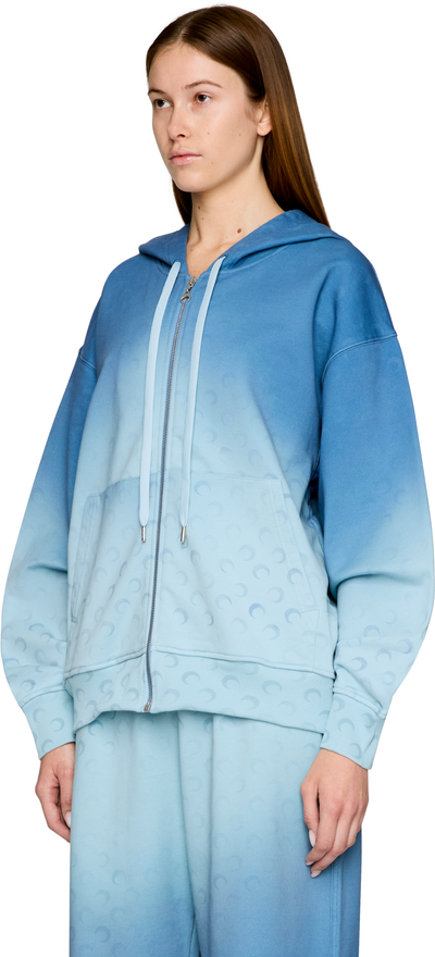 Marine Serre Moon Faded Fleece Zipped Hoodie