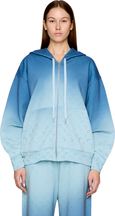 Marine Serre Moon Faded Fleece Zipped Hoodie