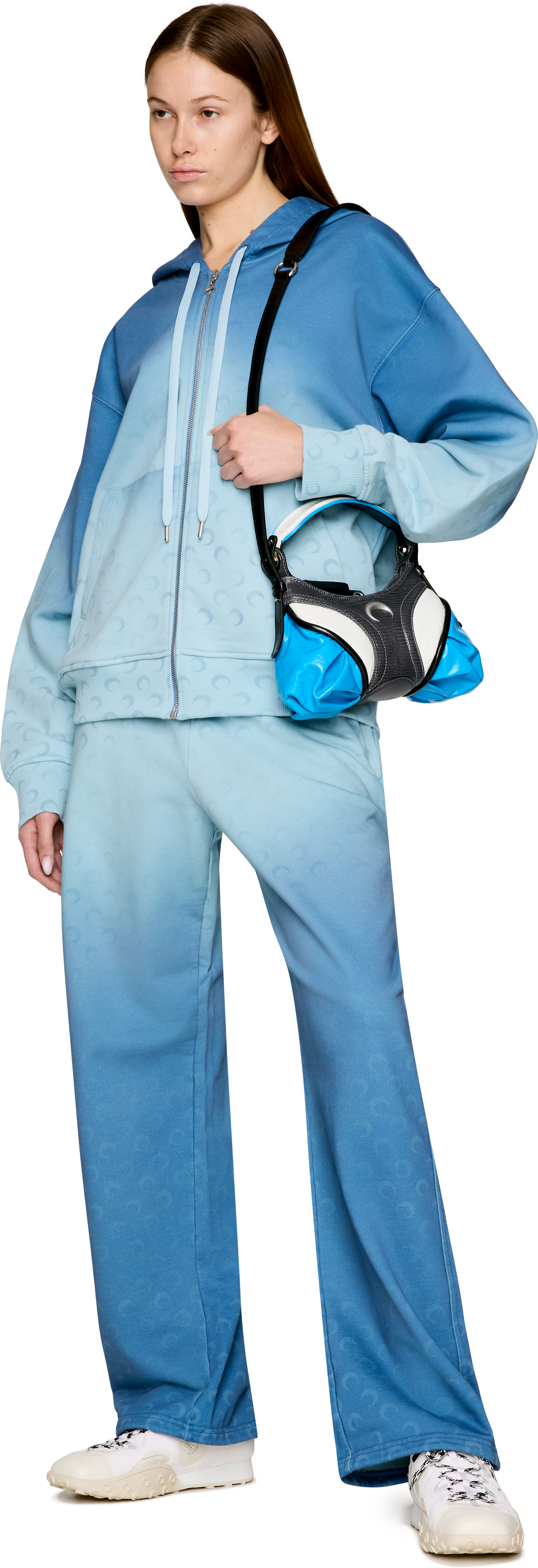 Marine Serre Moon Faded Fleece Zipped Hoodie