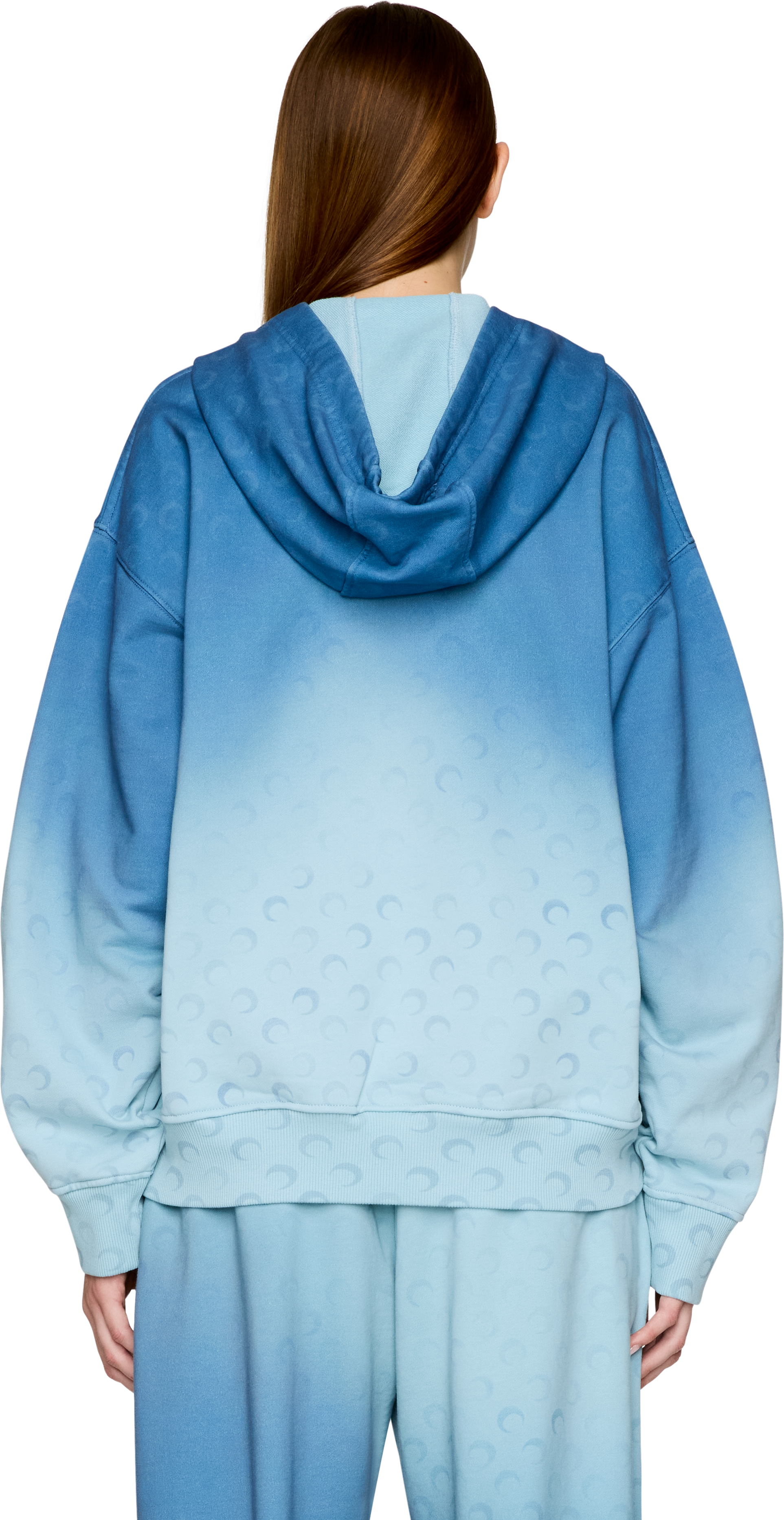 Marine Serre Moon Faded Fleece Zipped Hoodie
