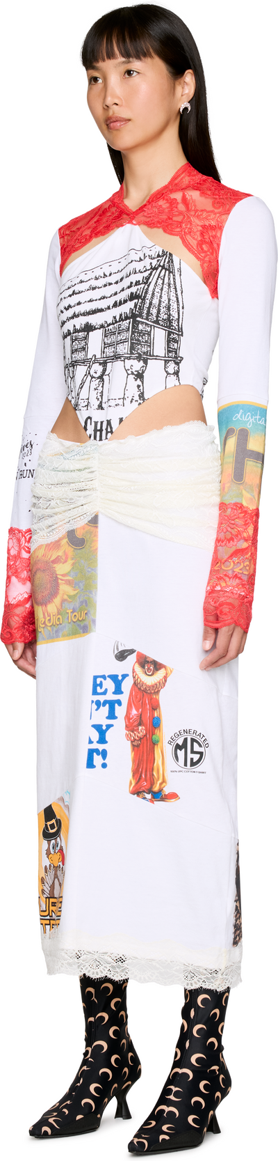 Marine Serre Regenerated T-Shirts & Lace Midi Dress