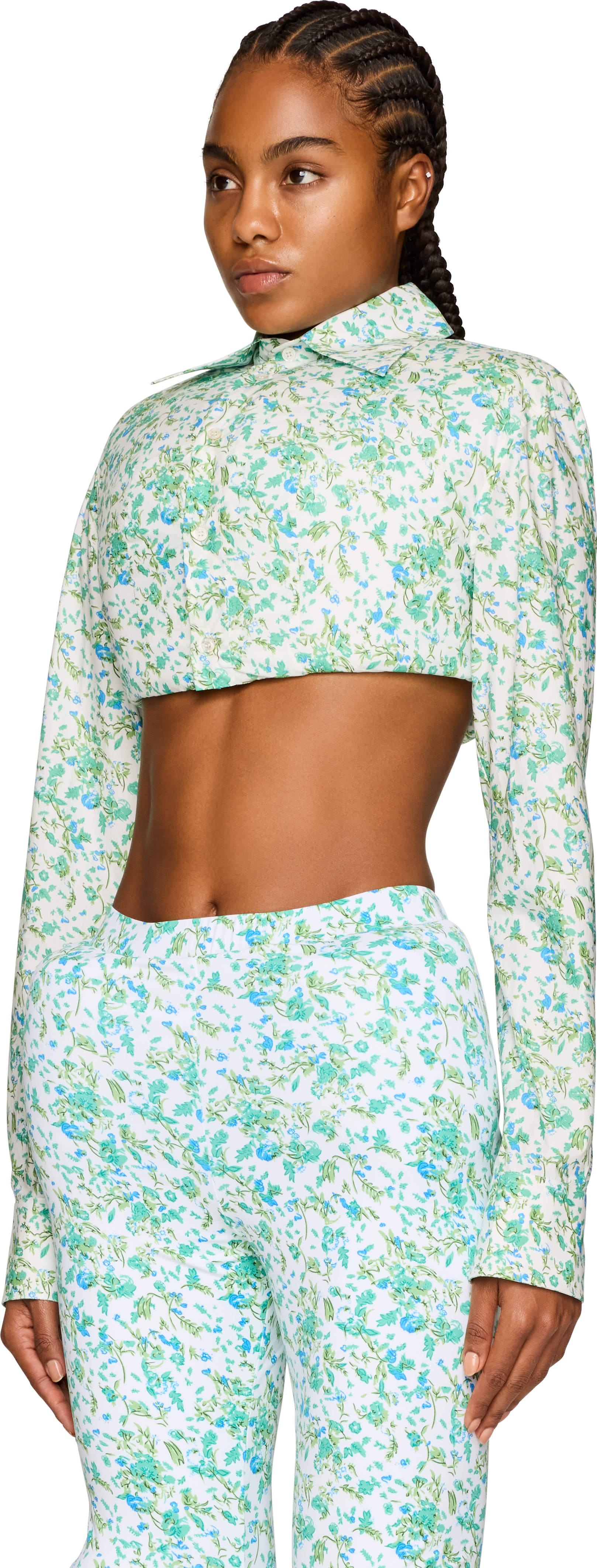 Duran Lantink Printed Flowers Cropped Blouse
