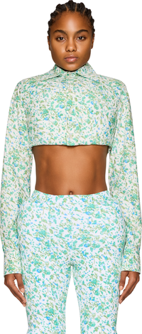 Picture of Printed Flowers Cropped Blouse