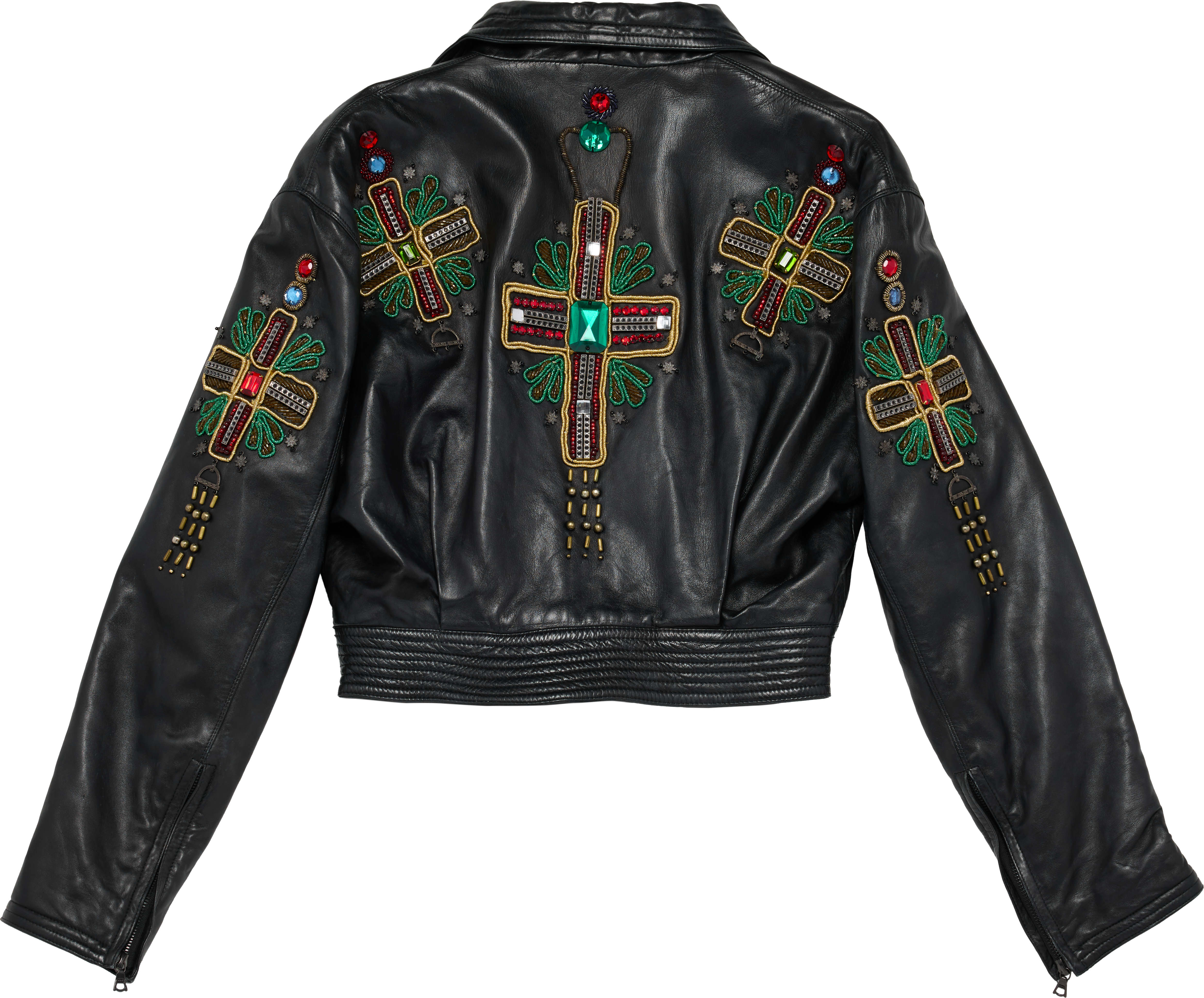 Gianni Versace Byzantine Embellished Leather Jacket