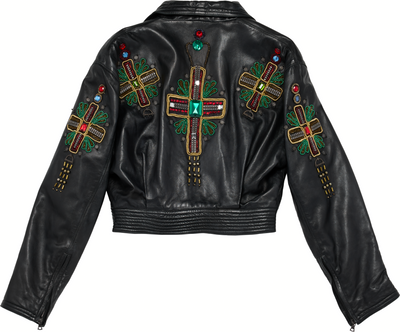 Gianni Versace Byzantine Embellished Leather Jacket