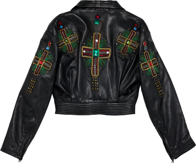 Gianni Versace Byzantine Embellished Leather Jacket
