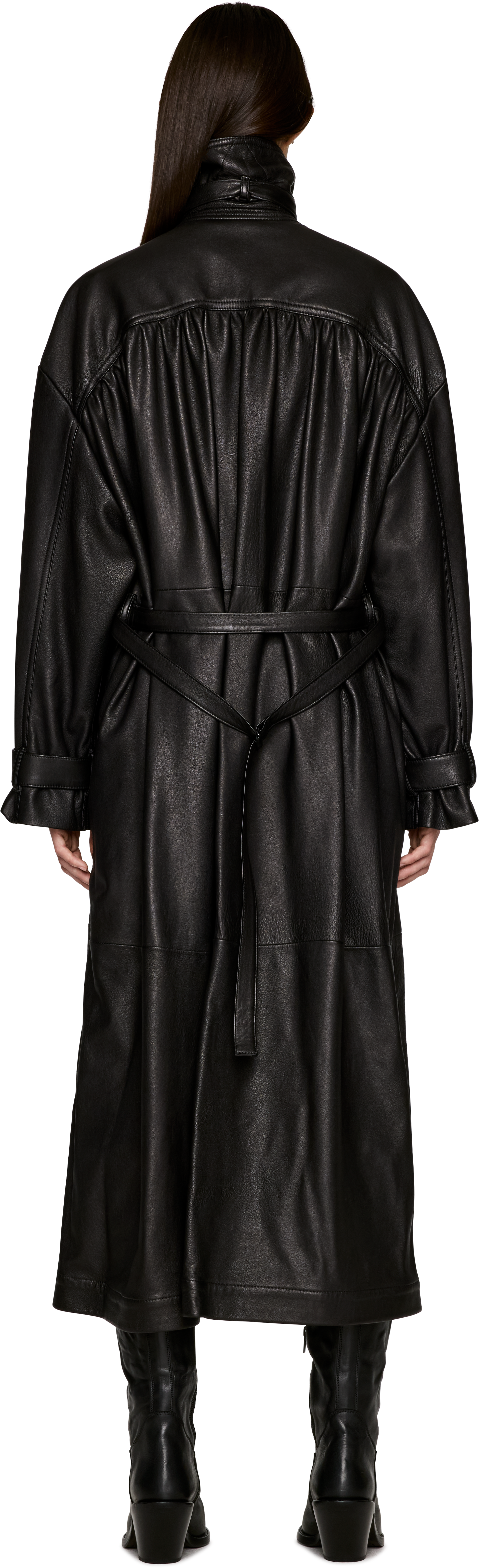 Ann Demeulemeester Ansa Double-Breasted Leather Trench Coat