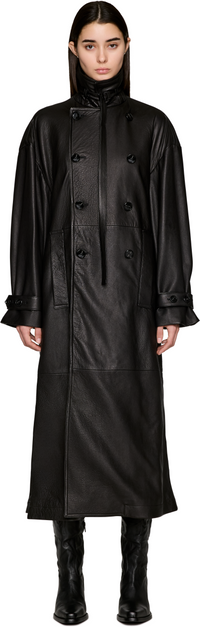Picture of Ansa Double-Breasted Leather Trench Coat