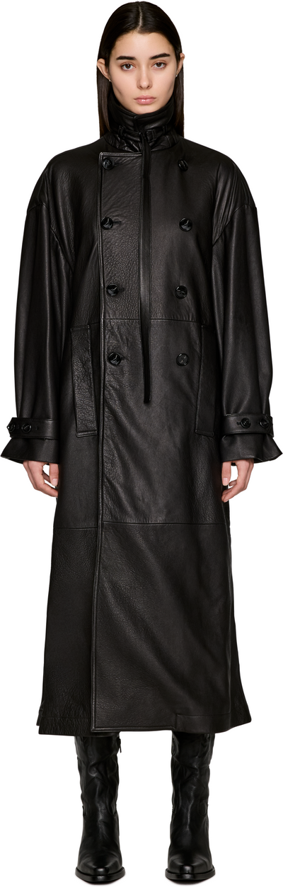 Ann Demeulemeester Ansa Double-Breasted Leather Trench Coat