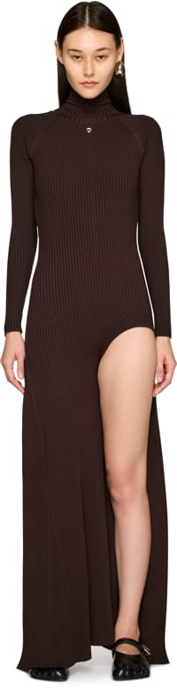 Picture of Leg Cut-Out Rib Gown Maxi Dress